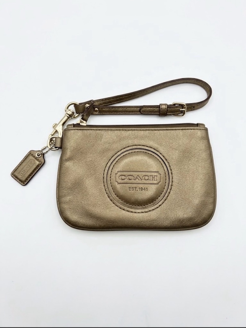 Coach Metallic Gold Leather Wristlet
